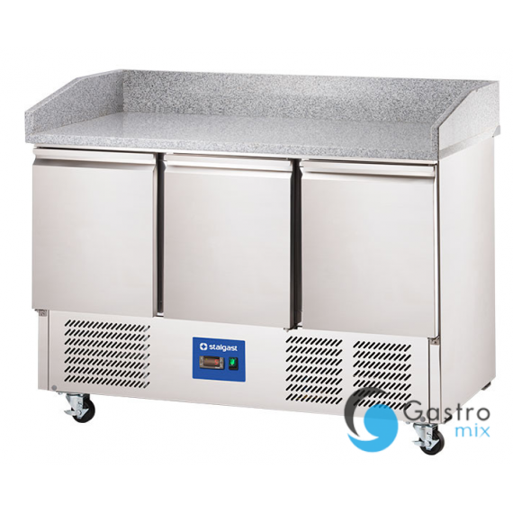 stół chłodniczy 3 drzwiowy do pizzy bez nadstawki na kółkach, V 368 l | 833031 STALGAST 
