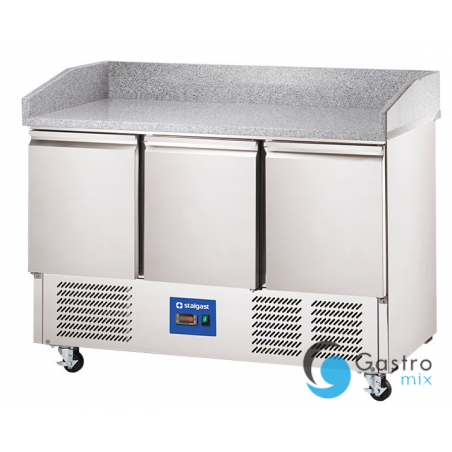 stół chłodniczy 3 drzwiowy do pizzy bez nadstawki na kółkach, V 368 l | 833031 STALGAST 