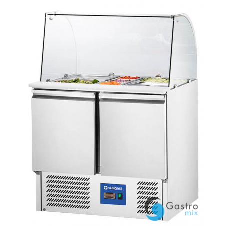 stół chłodniczy 2 drzwiowy sałatkowy z nadstawą szklaną, V 240 l | 832222 STALGAST 
