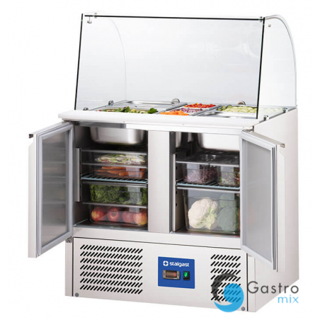stół chłodniczy 2 drzwiowy sałatkowy z nadstawą szklaną, V 240 l | 832222 STALGAST 