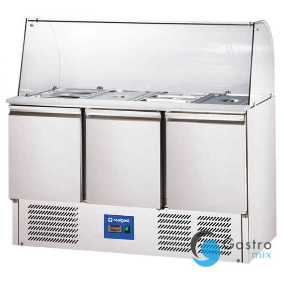 stół chłodniczy 3 drzwiowy sałatkowy z nadstawą szklaną, V 368 l | 832232 STALGAST 