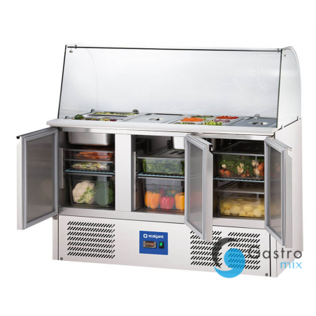 stół chłodniczy 3 drzwiowy sałatkowy z nadstawą szklaną, V 368 l | 832232 STALGAST 