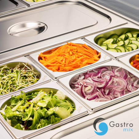 stół chłodniczy 3 drzwiowy sałatkowy z nadstawą szklaną, V 368 l | 832232 STALGAST 