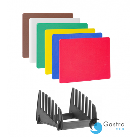 Zestaw 6 desek do krojenia HACCP ze stojakiem, HENDI, 6 szt., 450x300x(H)10mm | 825686 HENDI 