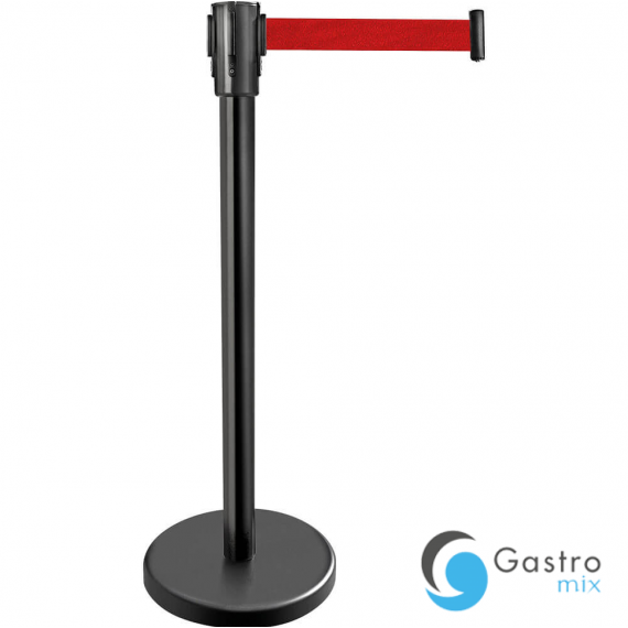 słupek hotelowy czarny z taśmą zwijaną, Ø 300 mm, H 900 mm | 689011 STALGAST 