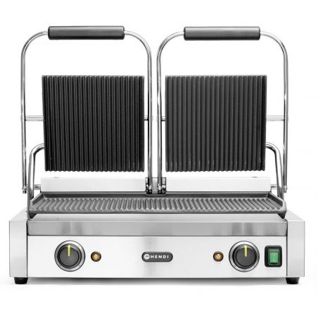 Grill kontaktowy podwójny-góra i dół ryflowane | 263709 hendi 