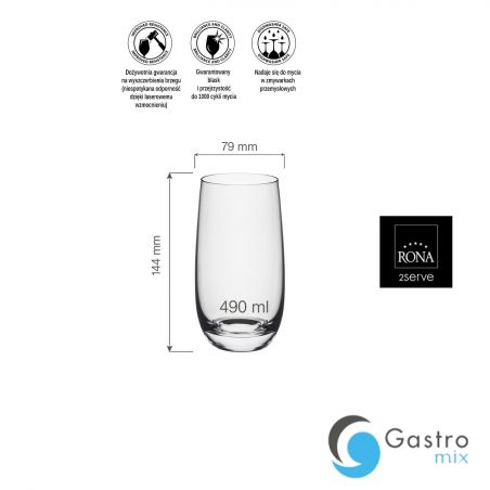 Szklanka 490ml  wysoka Lunar| 42331200 fine dine 