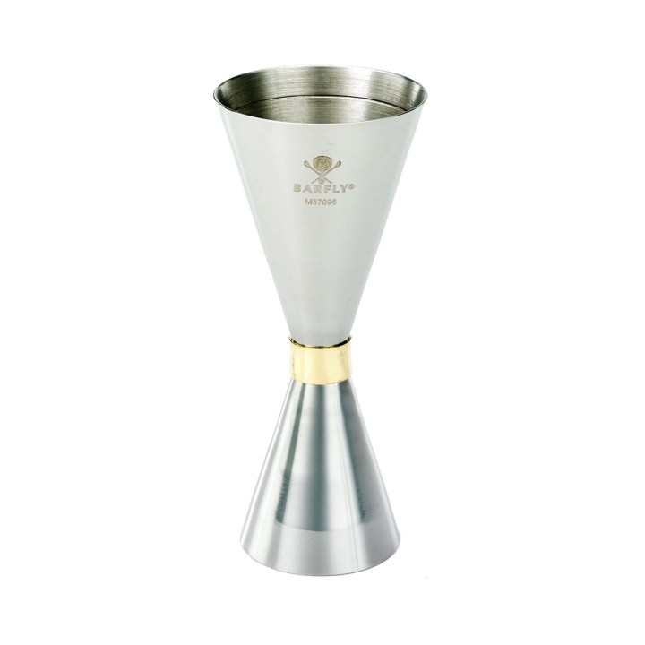 Jigger - Miarka barmańska Slim Style, 2 oz. 30/60ml, stal nierdzewna ze złotą obwódką, Barfly | M37096 FINE DINE