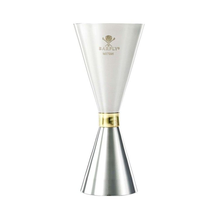Jigger - Miarka barmańska Slim Style, 2 oz. 30/60ml, stal nierdzewna ze złotą obwódką, Barfly | M37096 FINE DINE