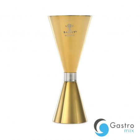 Jigger - Miarka barmańska Slim Style, 2 oz., 30/60 ml, złota ze stalową obwódką, Barfly |... 