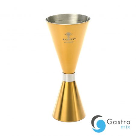 Jigger - Miarka barmańska Slim Style, 2 oz., 30/60 ml, złota ze stalową obwódką, Barfly |... 