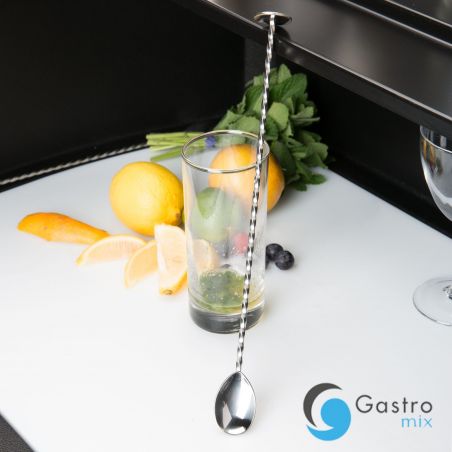 Łyżka barmańska z tłuczkiem, 300mm, stal nierdzewna, Barfly | M37018 FINE DINE 