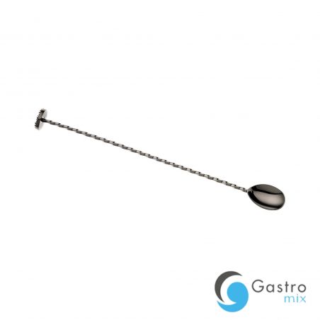 Łyżka barmańska z tłuczkiem, 300mm, czarna, Barfly | M37018BK FINE DINE 