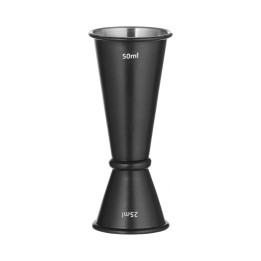 Jigger - miara barmańska z pierścieniem, Bar up, 25ml / 50ml, czarny, ⌀45x(H)110mm | 596654 FINE DINE
