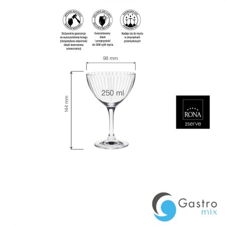 Kieliszek do martini Classic Cocktails Optic, 250ml | 6515P0800 fine dine 