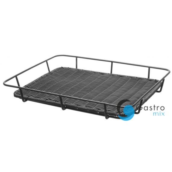 Kosz do pieczywa ze stalową ramą czarny 400x300x(H)50mm | 426555 hendi 