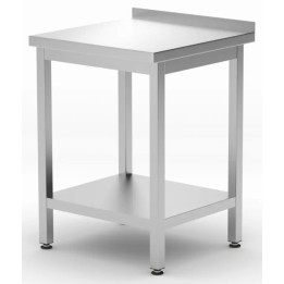 Stół przyścienny 600 x 600 (H)850 mm Budget Line z półką , skręcany  | 817223 hendi