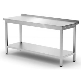 Stół przyścienny 1200 x 600 (H)850 mm Budget Line, o wym. , z półką , skręcany | 817285 hendi