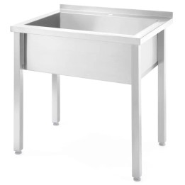 Stół z basenem 800x600x(H)850mm spawany Budget Line, bez maskownicy, otwór pod baterię fi 30mm | 816707 HENDI