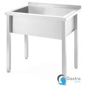 Stół z basenem 800x600x(H)850mm spawany Budget Line, bez maskownicy, otwór pod baterię fi 30mm | 816707 HENDI