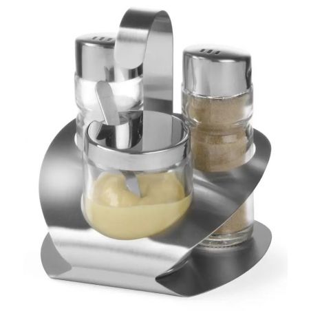 Zestaw do przypraw-3 elementy sól, pieprz, musztarda | 465332 HENDI 