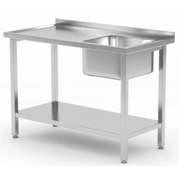 Stół ze zlewem i półką 1000x600x(H)850mm  – skręcany, głębokość 600 mm Budget Line, zlew po prawej| 817018 hendi