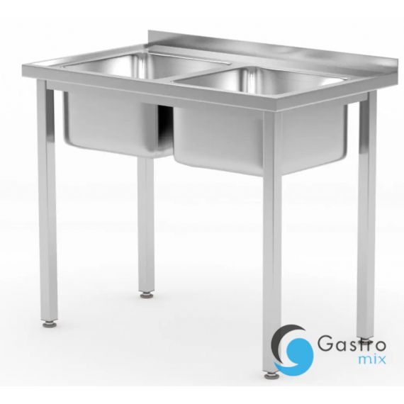 Stół z 2 zlewami 1000x600x(H)850mm – skręcany, Budget Line | 817049 hendi 