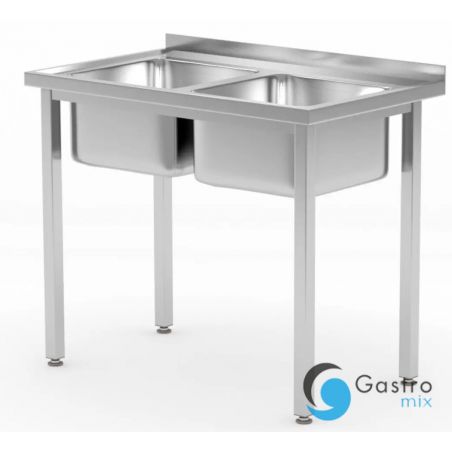 Stół z 2 zlewami 1000x600x(H)850mm – skręcany, Budget Line | 817049 hendi 