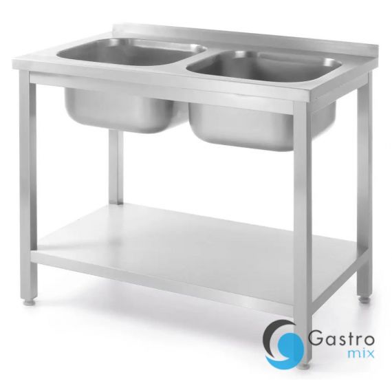 Stół z 2 zlewami i półką 1000x600x(H)850mm – skręcany, HENDI, Budget Line, dwa zlewy| 817032 hendi 