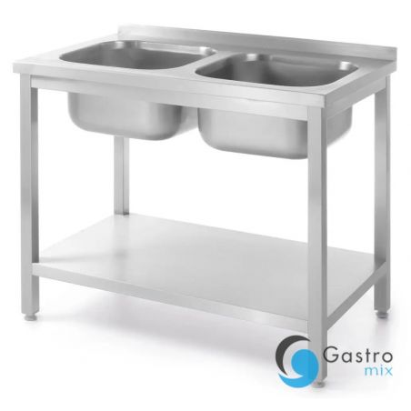 Stół z 2 zlewami i półką 1000x600x(H)850mm – skręcany, HENDI, Budget Line, dwa zlewy| 817032 hendi 