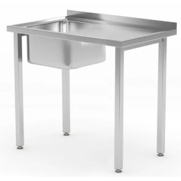 Stół ze zlewem 800x600x(H)850mm – skręcany, głębokość 600 mm, Budget Line, zlew po lewej| 816776 hendi