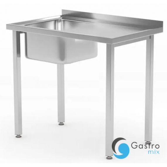 Stół ze zlewem 800x600x(H)850mm – skręcany, głębokość 600 mm, Budget Line, zlew po lewej| 816776... 