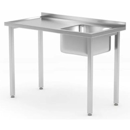 Stół ze zlewem 1000x600x(H)850mm – skręcany, głębokość 600 mm zlew po prawej| 816783 hendi