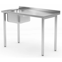 Stół ze zlewem 1000x600x(H)850mm – skręcany, głębokość 600 mm,  zlew po lewej | 816790 hendi