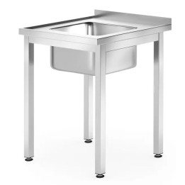 Stół ze zlewem 600x700x(H)850mm – skręcany, głębokość 700 mm Lokalizacja komory - pośrodku | 812877 hendi