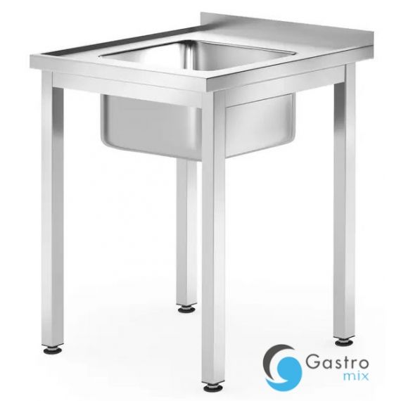 Stół ze zlewem 600x600x(H)850mm – skręcany, głębokość 600 mm,  Lokalizacja komory - pośrodku, |... 