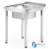 Stół ze zlewem 600x600x(H)850mm – skręcany, głębokość 600 mm,  Lokalizacja komory - pośrodku, | 811849 hendi