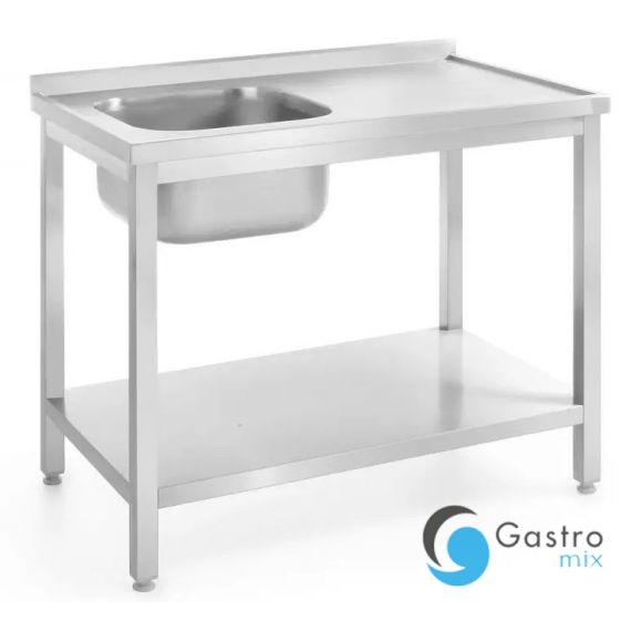 Stół ze zlewem i półką – skręcany, głębokość 600 mm, HENDI, Kitchen Line, Lokalizacja komory - po... 