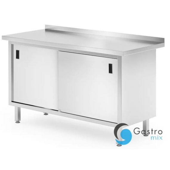 Stół przyścienny 1400x600x(H)850mm szafka z drzwiami suwanymi – spawany | 811672 hendi 