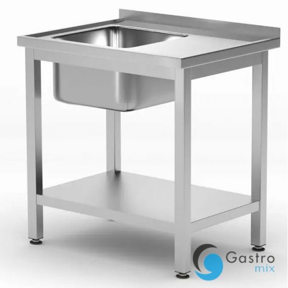 Stół ze zlewem 800x600x(H)850mm i półką – skręcany, głębokość 600 mm Lokalizacja komory - po... 