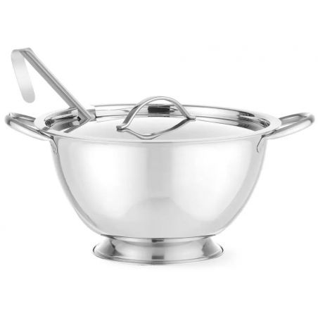 Waza na zupę z pokrywą-2,7l stalowa + chochla GRATIS! | 434208 HENDI 