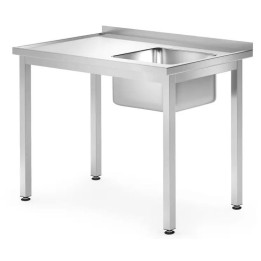 Stół ze zlewem 1000x700x(H)850 mm – skręcany, głębokość 700 mm Lokalizacja komory - po prawej| 812884 HENDI