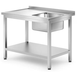 Stół ze zlewem 1000x700x(H)850mm i półką – skręcany, głębokość 700 mm Lokalizacja komory - po prawej| 812938 HENDI