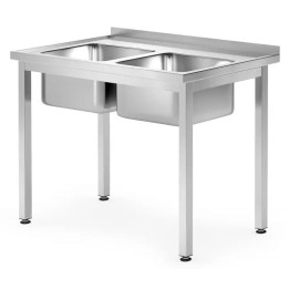 Stół ze zlewem 1000x700x(H)850 mm 2-komorowym – skręcany, głębokość 700 mm Lokalizacja komory - pośrodku| 812952 HENDI