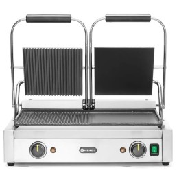 Grill kontaktowy podwójny - jedna str. ryflowana, druga str. gładka