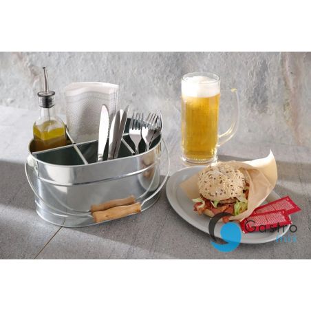 Pojemnik w kształcie wiadra na sztućce i serwetki 
