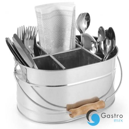 Pojemnik w kształcie wiadra na sztućce i serwetki 