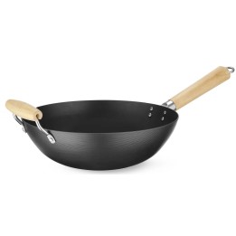 Wok z drewnianym uchwytem, ⌀324x565mm ze stali węglowej| 627907 hendi