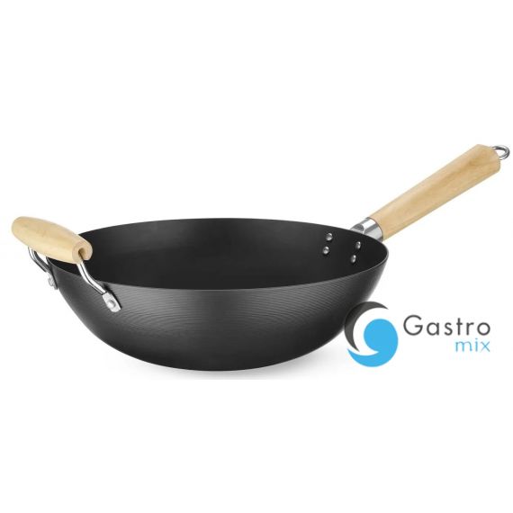 Wok z drewnianym uchwytem, ⌀324x565mm ze stali węglowej| 627907 hendi 