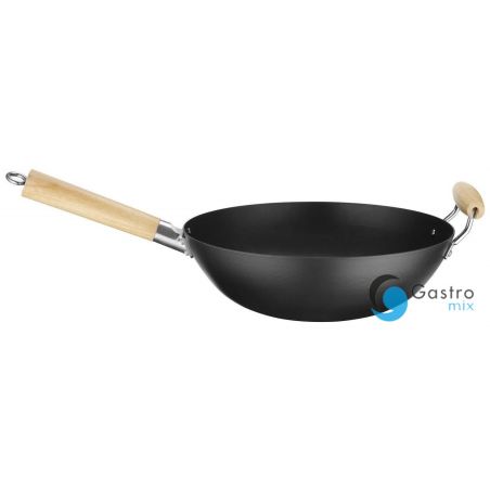 Wok z drewnianym uchwytem, ⌀324x565mm ze stali węglowej| 627907 hendi 